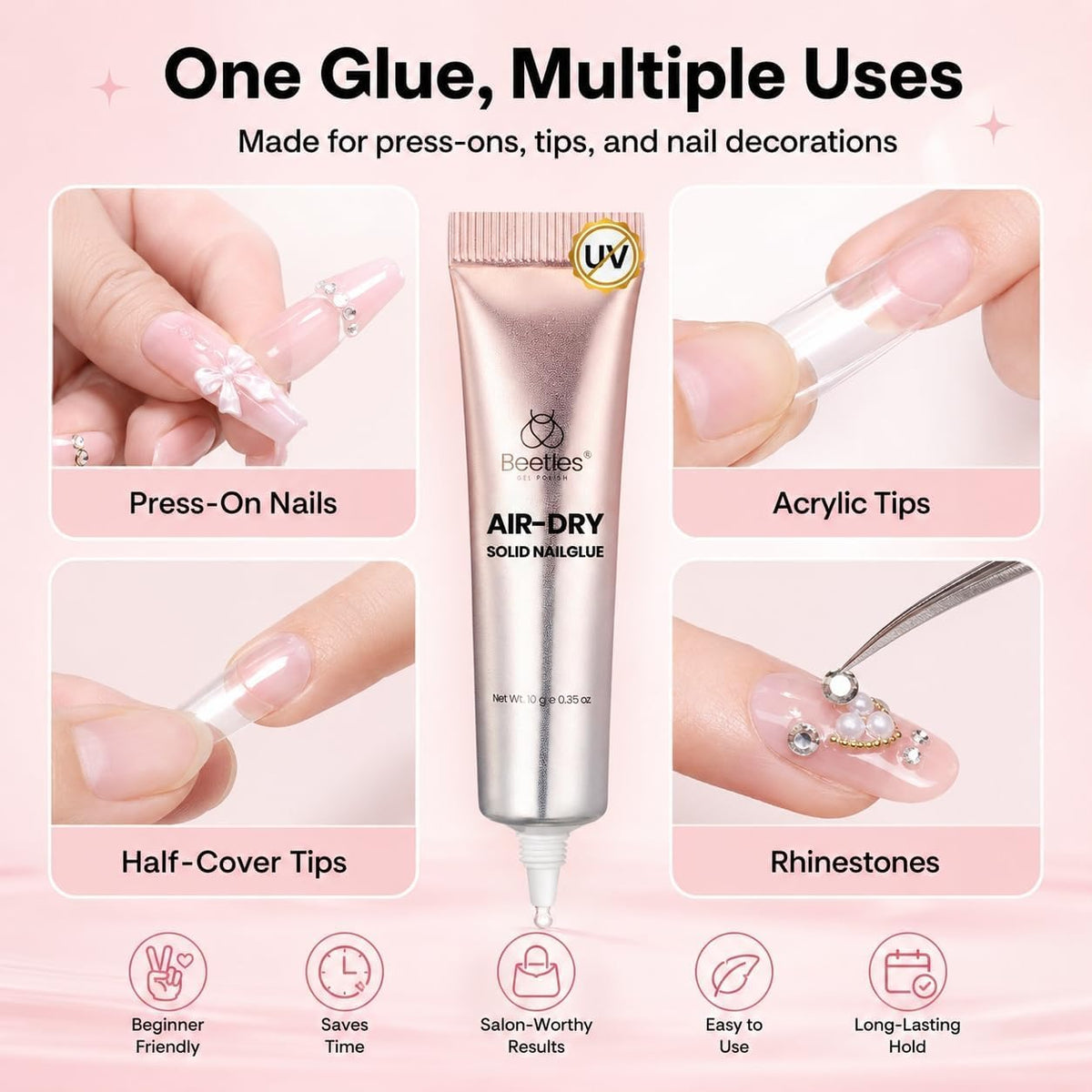 Beetles Gel Polish 10g tube beside coin to show compact travel-friendly size