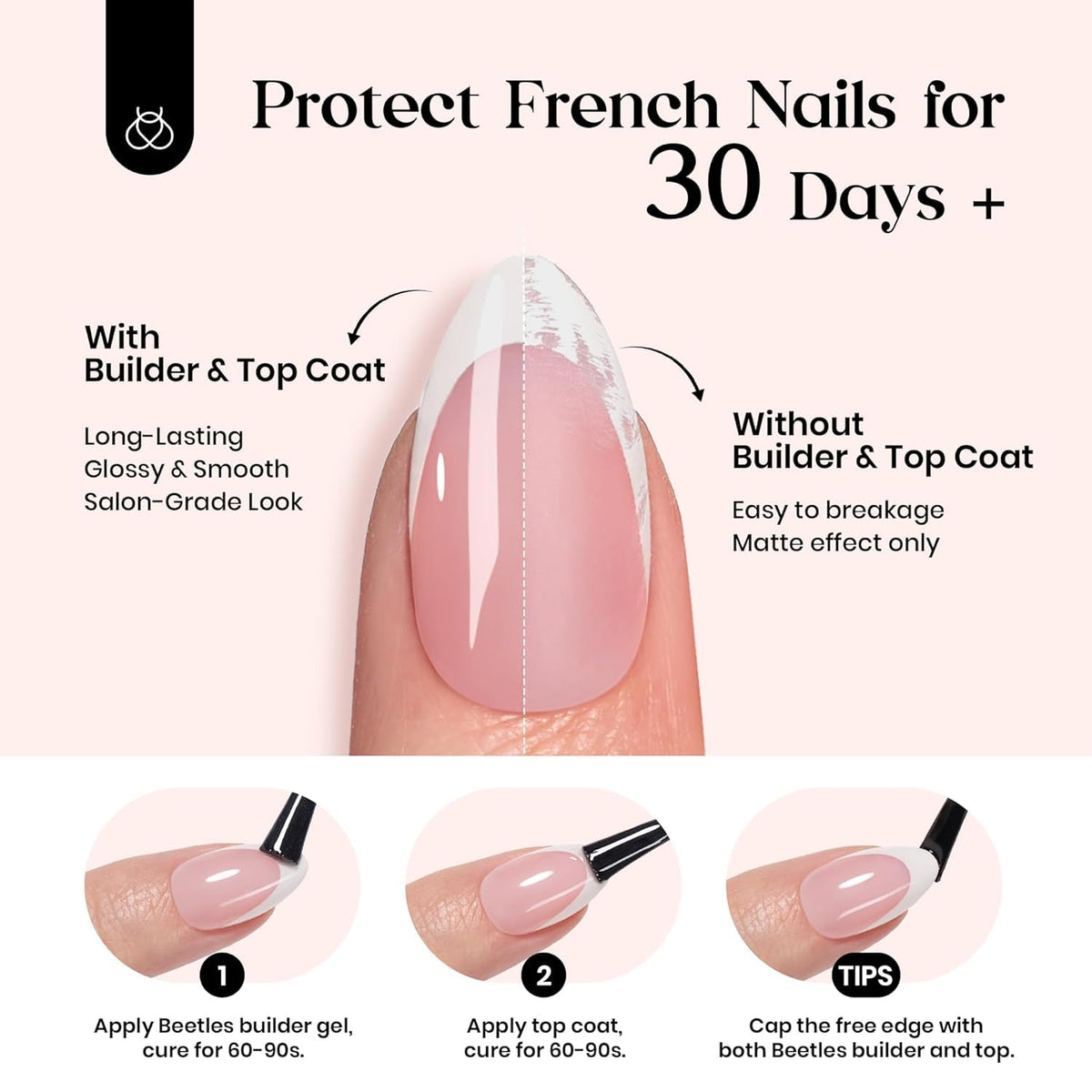 beetles hand applying a press on nail for quick manicure