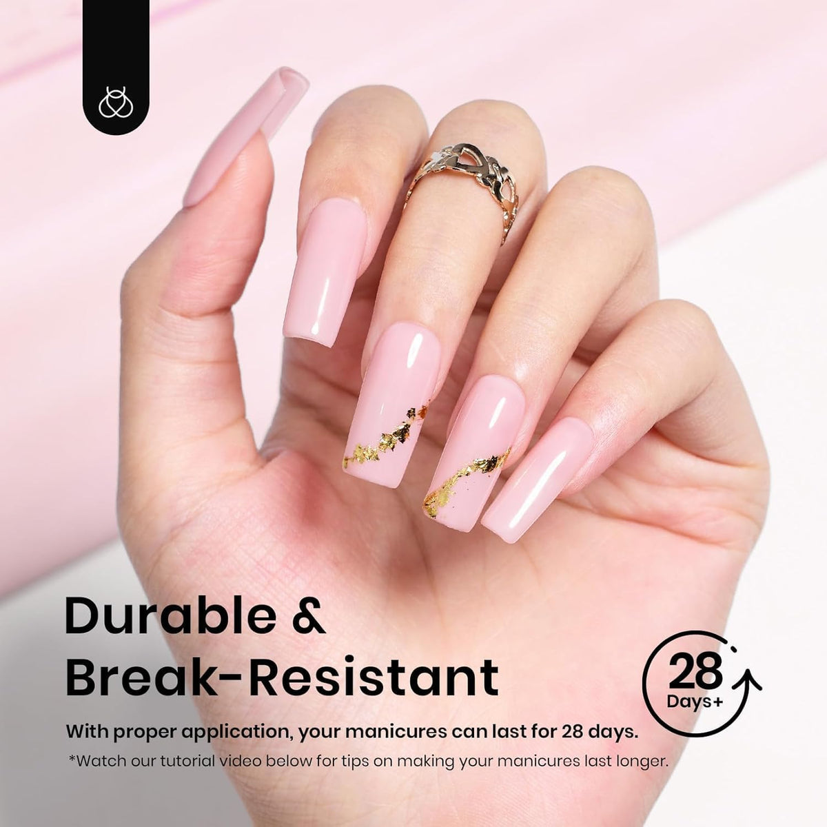 beetles nail tips in use during glue-on application for fast manicure