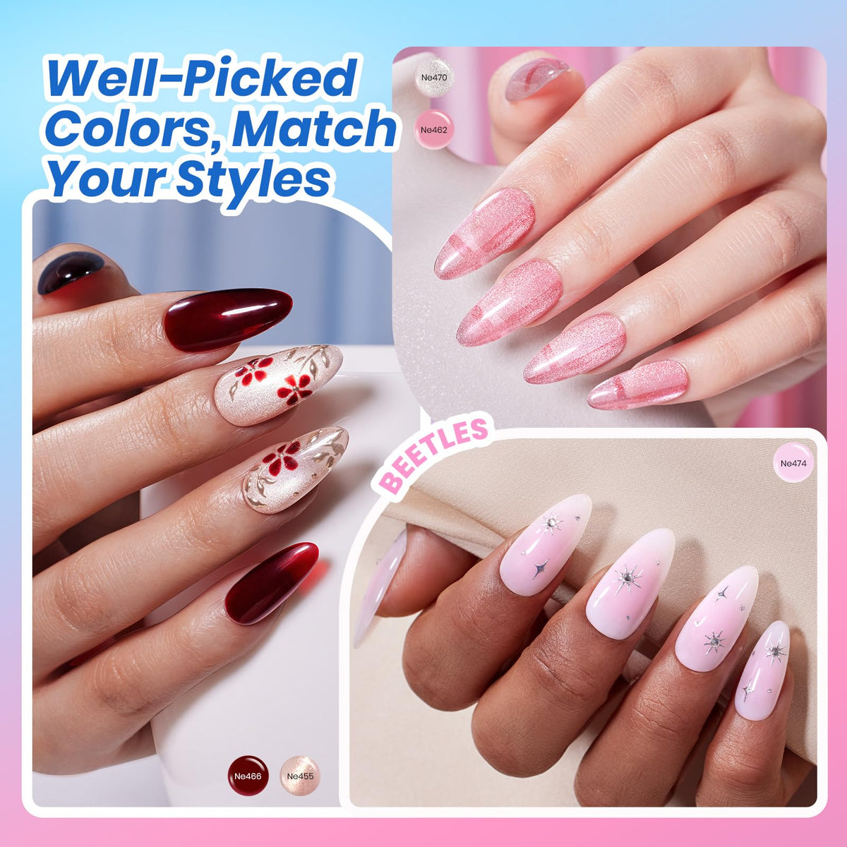 beetles in-use home manicure showing person applying gel benefit: salon results at home