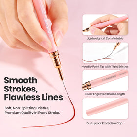 Beetles Gel Polish brush painting a long stripe on a nail showcasing steady, flowing lines