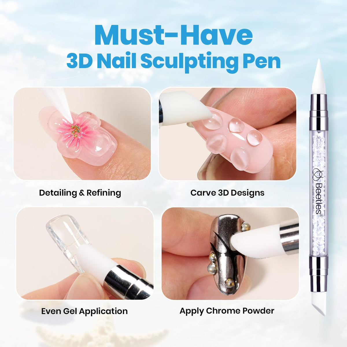 Beetles in-use shot of hand sculpting a shell design offering beginner-friendly control