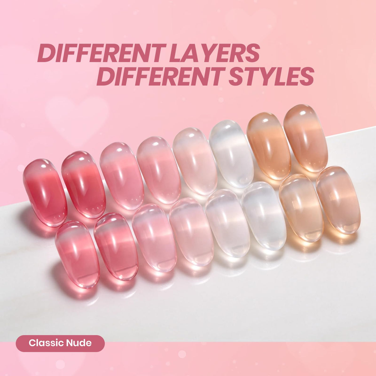 beetles Gel Polish color swatch fan highlighting nude pink variety