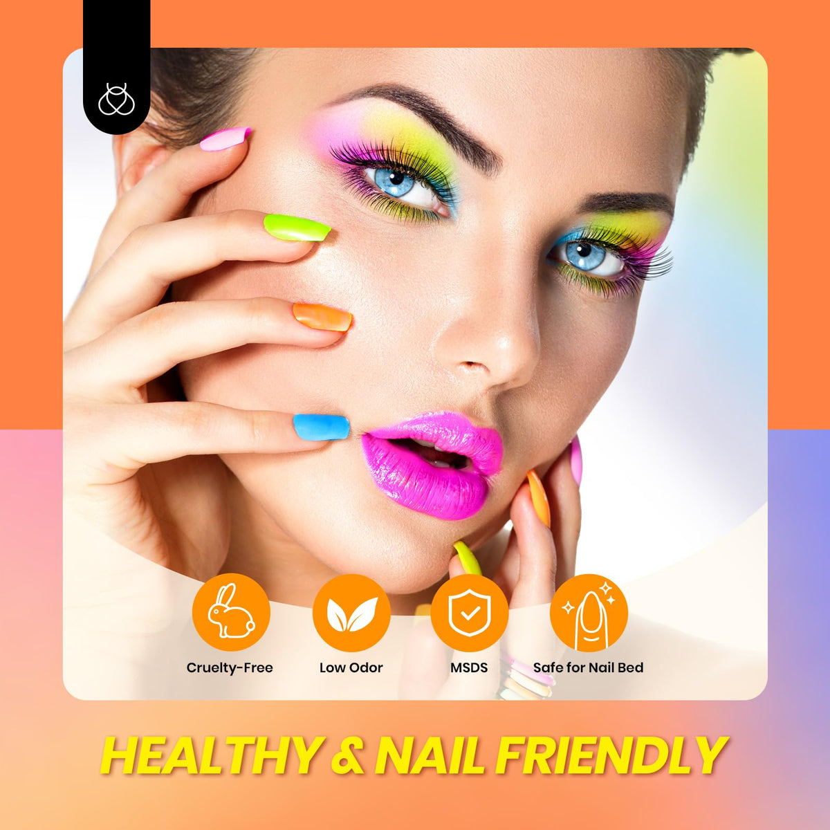 Beetles French nail style created with sheer neon layers and clean tips