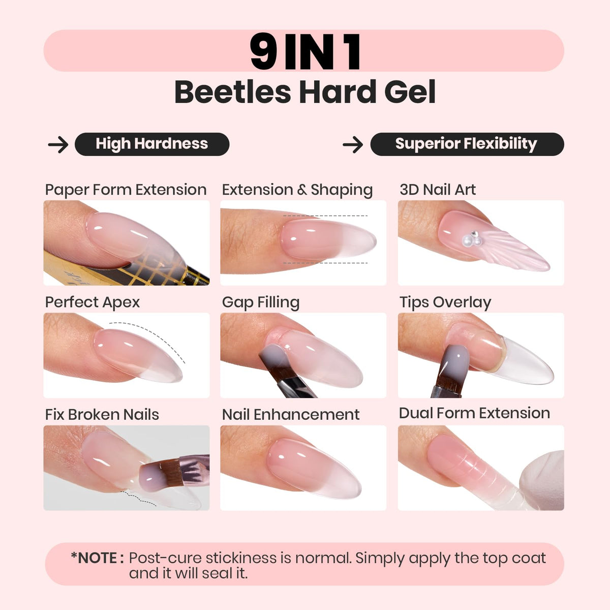 Beetles jelly nude swatch on nail tip showing subtle color enhancement
