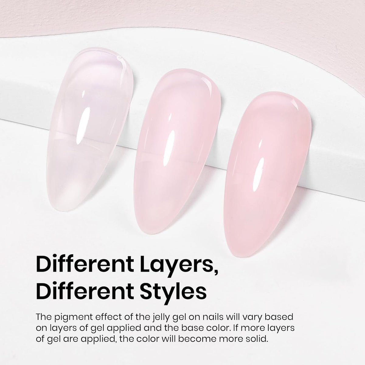 Beetles jelly nude pink texture close-up showing buildable translucent finish