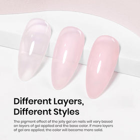 Beetles jelly nude pink texture close-up showing buildable translucent finish