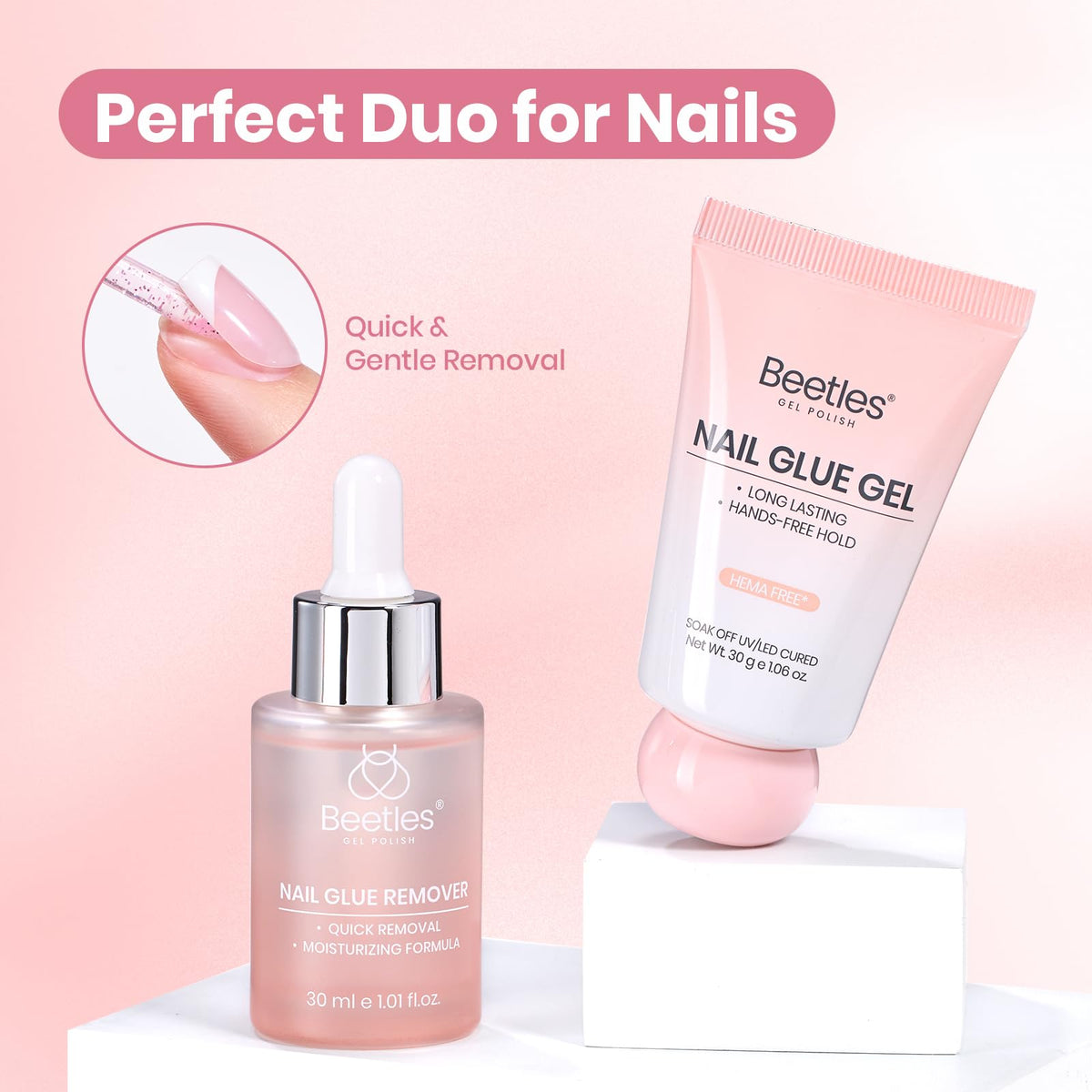 beetles Gel Polish label close-up highlighting HEMA-free TPO-free gentle formula benefit