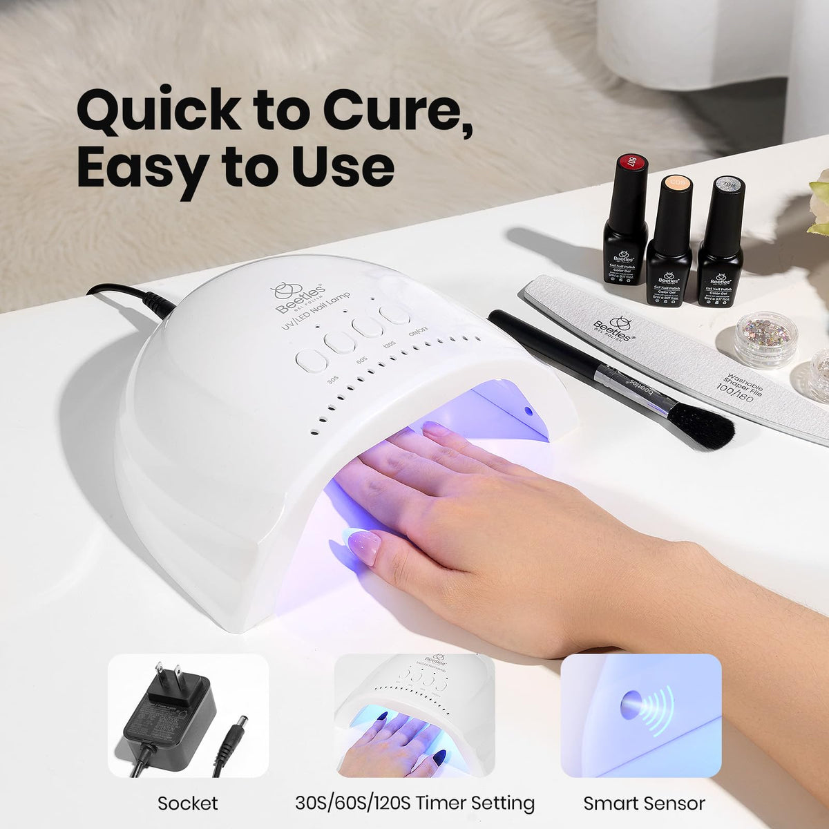 beetles lamp in a salon scene showing professional, portable use