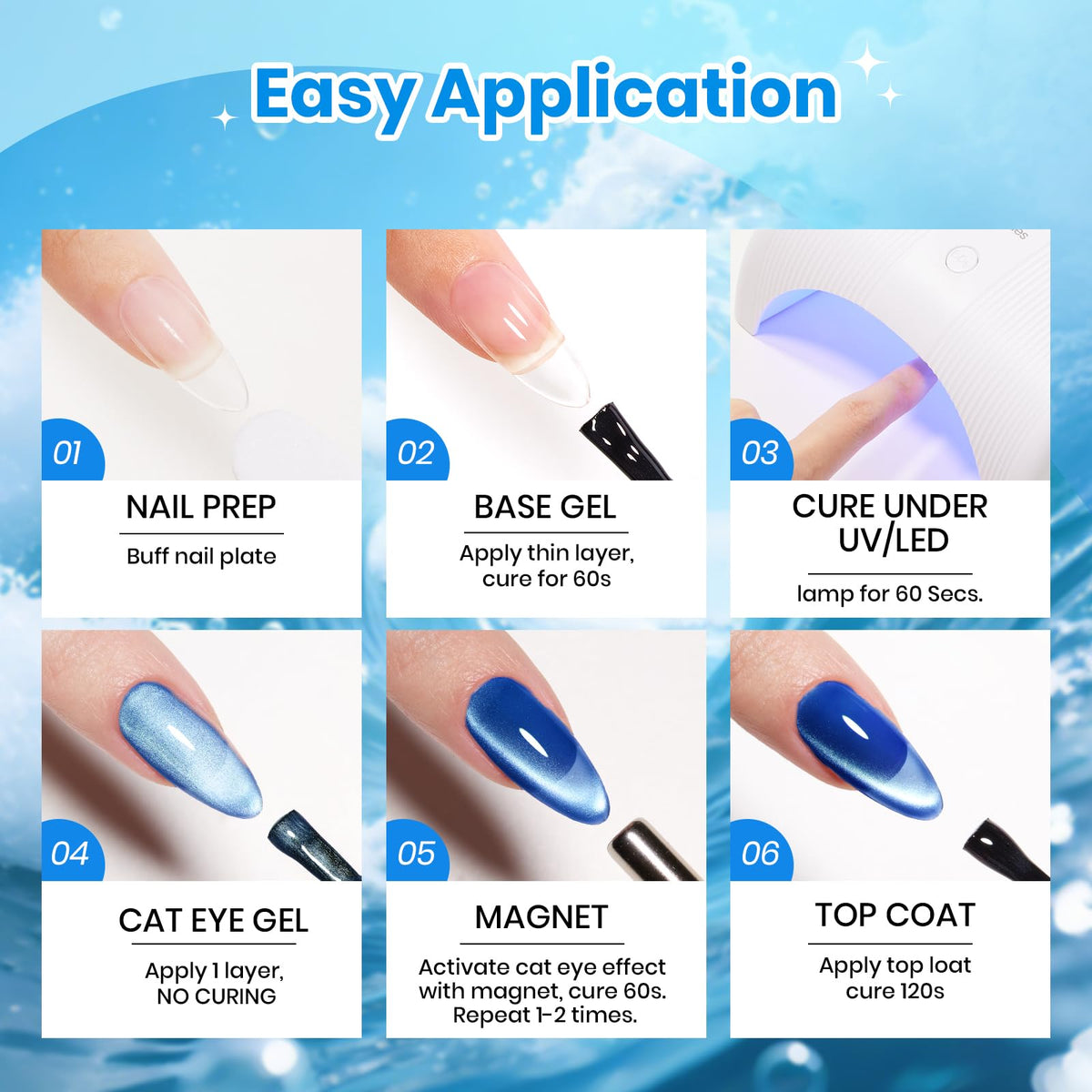 beetles manicure on a beach towel, evokes summer ocean-inspired looks