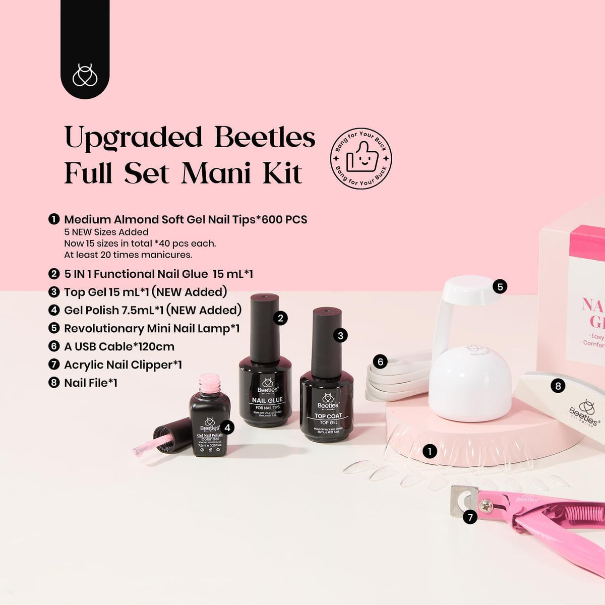 beetles finished almond nails in lifestyle shot highlighting salon-style look