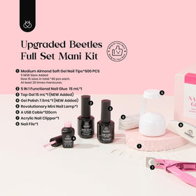 beetles finished almond nails in lifestyle shot highlighting salon-style look