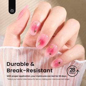 Beetles finished manicure on hands showcasing durable neat results