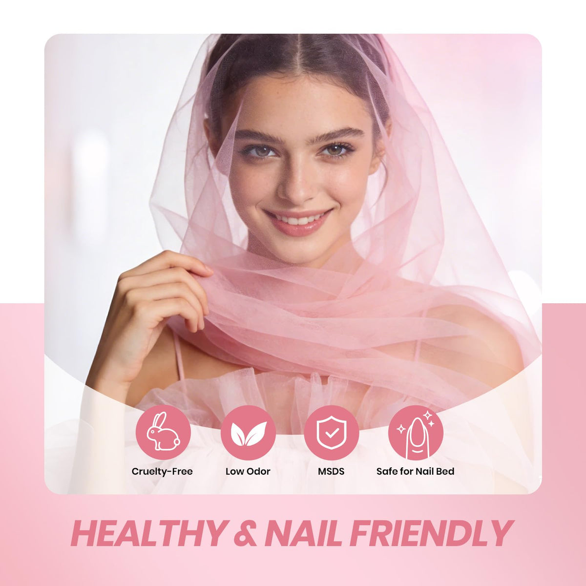Beetles lifestyle shot of natural manicure on model hand showcasing soft nude finish and everyday elegance benefit