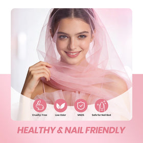 Beetles lifestyle shot of natural manicure on model hand showcasing soft nude finish and everyday elegance benefit