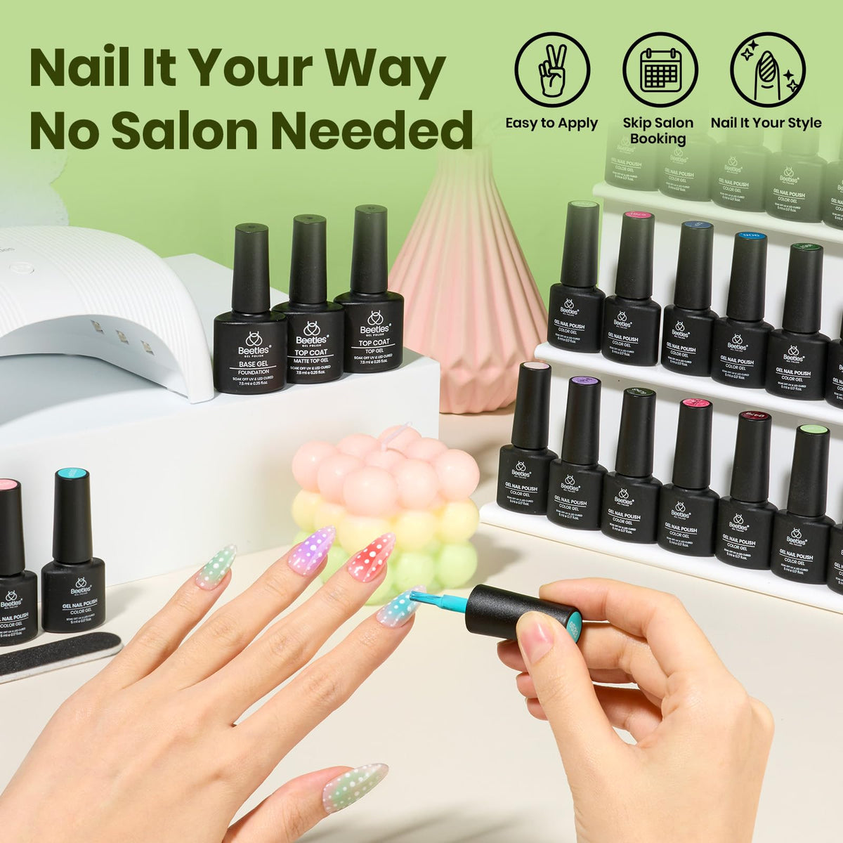 beetles Gel Polish used in a home setting showing easy salon-quality results at home