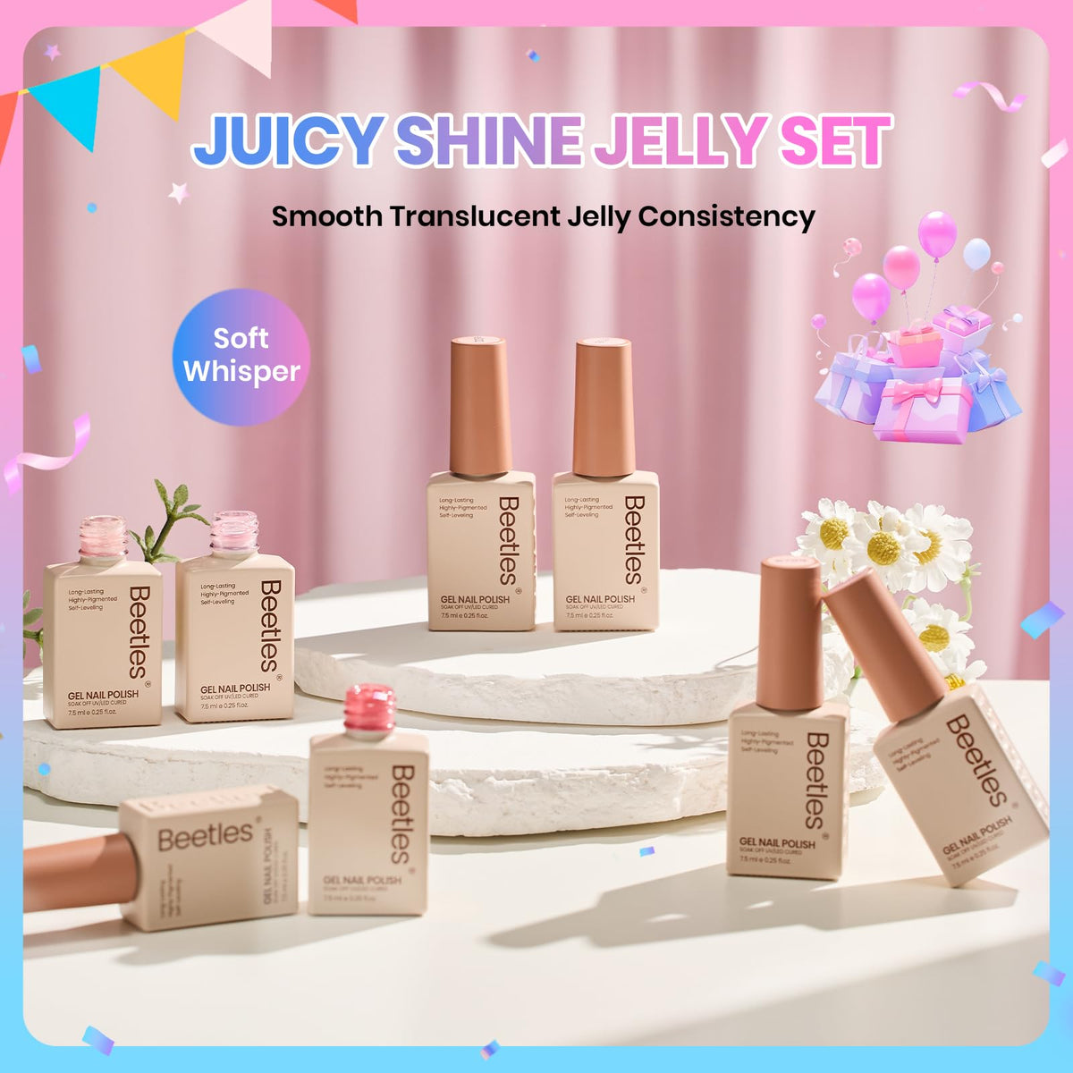 Beetles finished manicure in lifestyle setting with gift box, ready-to-gift benefit