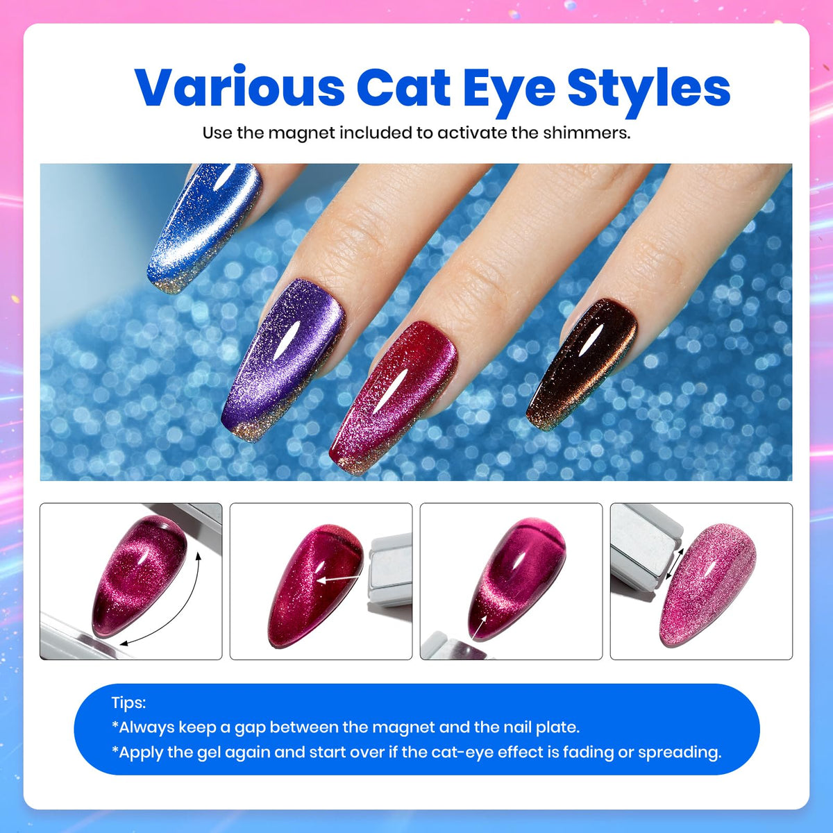 beetles party nails in lifestyle shot highlighting vibrant magnetic effects and eye-catching finish