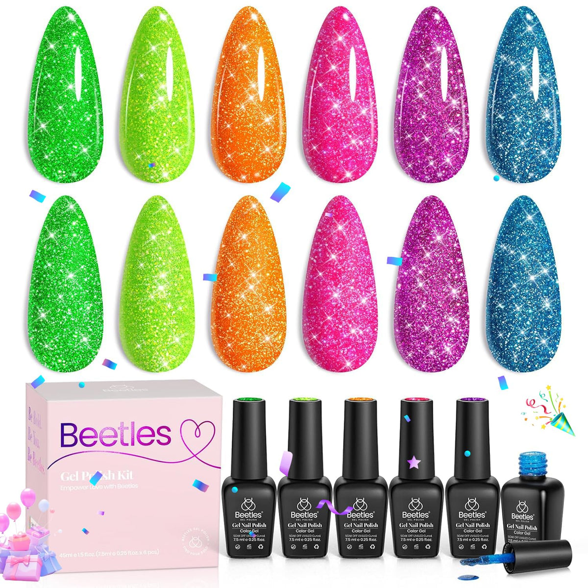 beetles lifestyle party nails on feet and hands showcasing festive reflective manicure for events