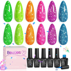 beetles lifestyle party nails on feet and hands showcasing festive reflective manicure for events