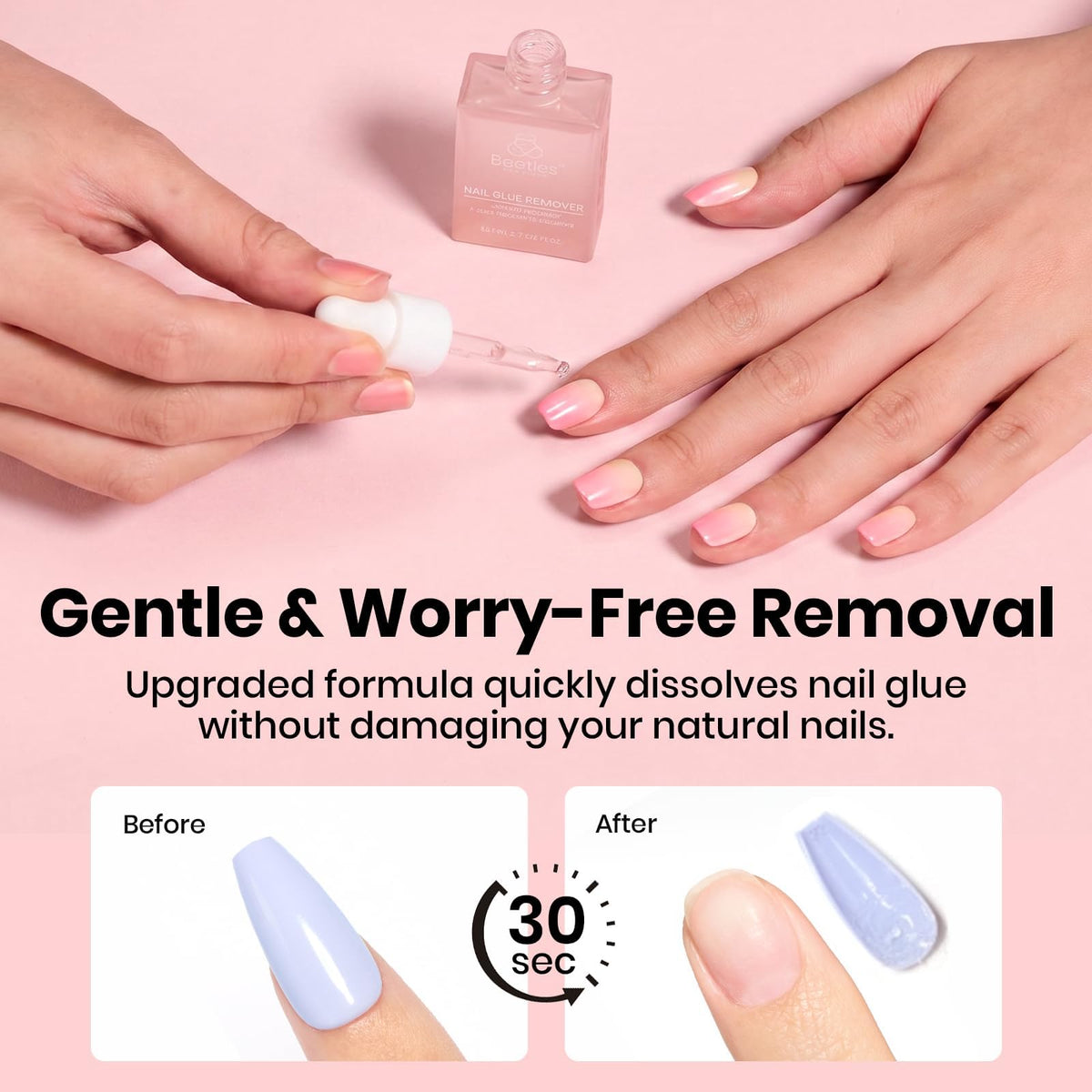 beetles lifestyle press-on mani on hands demonstrating long-lasting hold