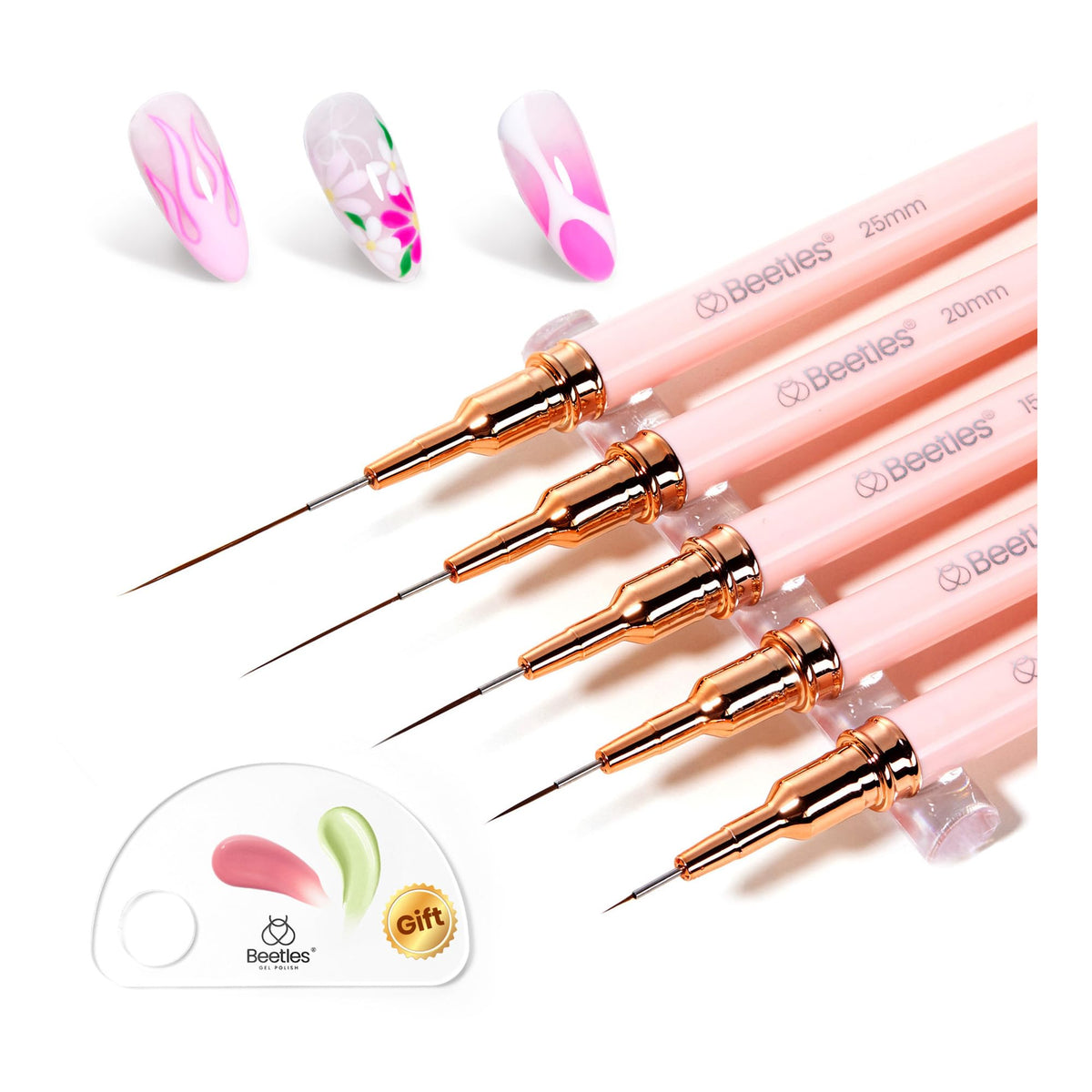 Beetles Gel Polish brushes on a manicure desk in a studio illustrating professional workflow