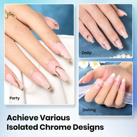 Beetles styled manicure showing matte chrome nails for professional inspiration