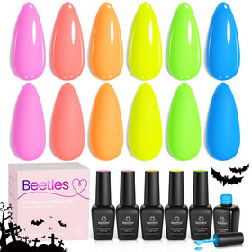 Beetles lifestyle shot of summer party nails showing neon polish impact and photo-ready shine