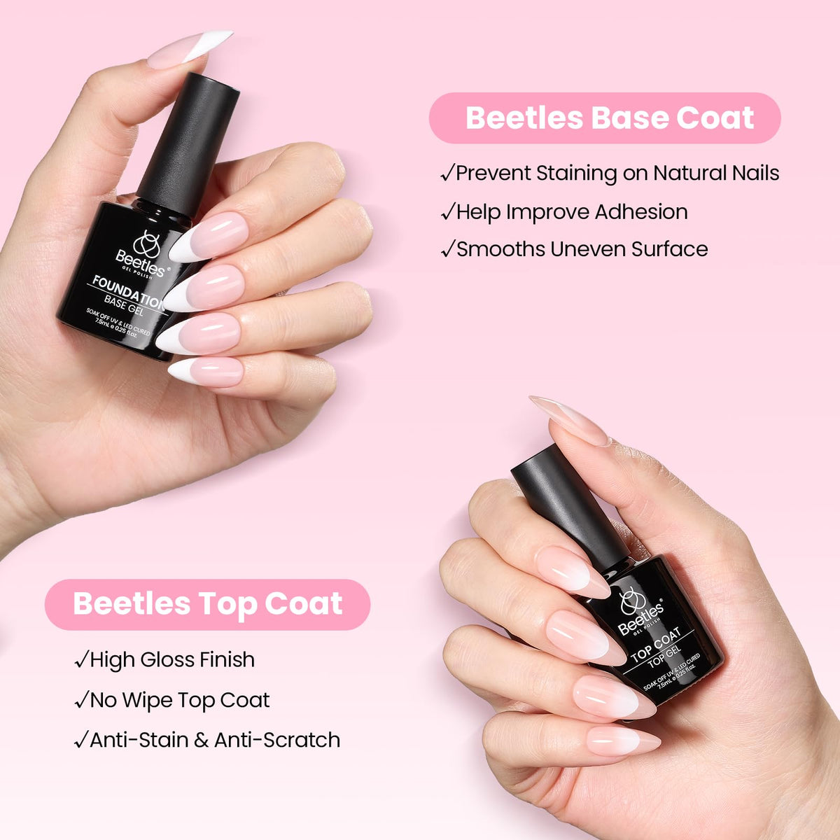Beetles lifestyle shot applying press-on nails for quick polished results