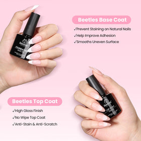 Beetles lifestyle shot applying press-on nails for quick polished results