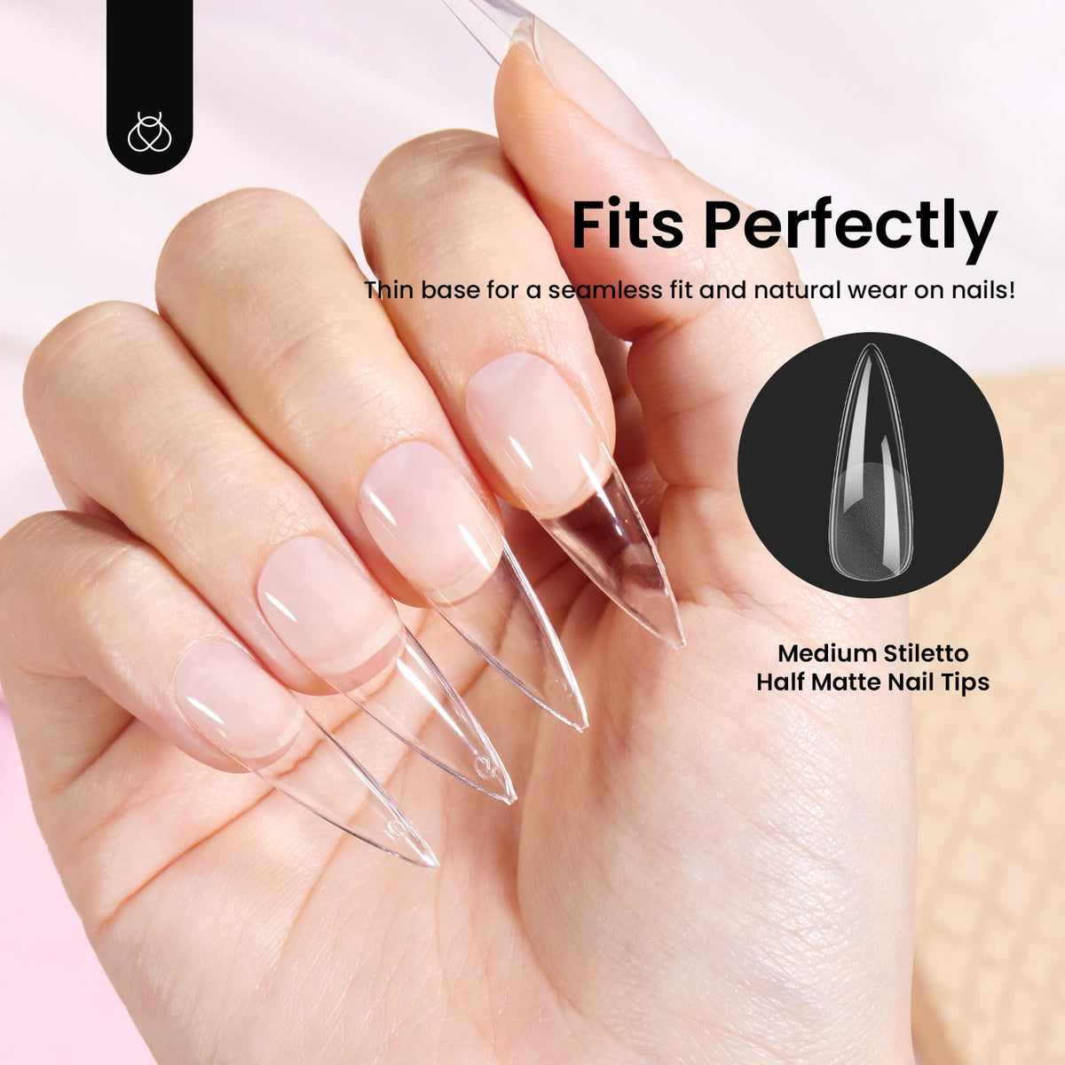 Beetles lifestyle shot of woman wearing medium stiletto nails showcasing stylish durability