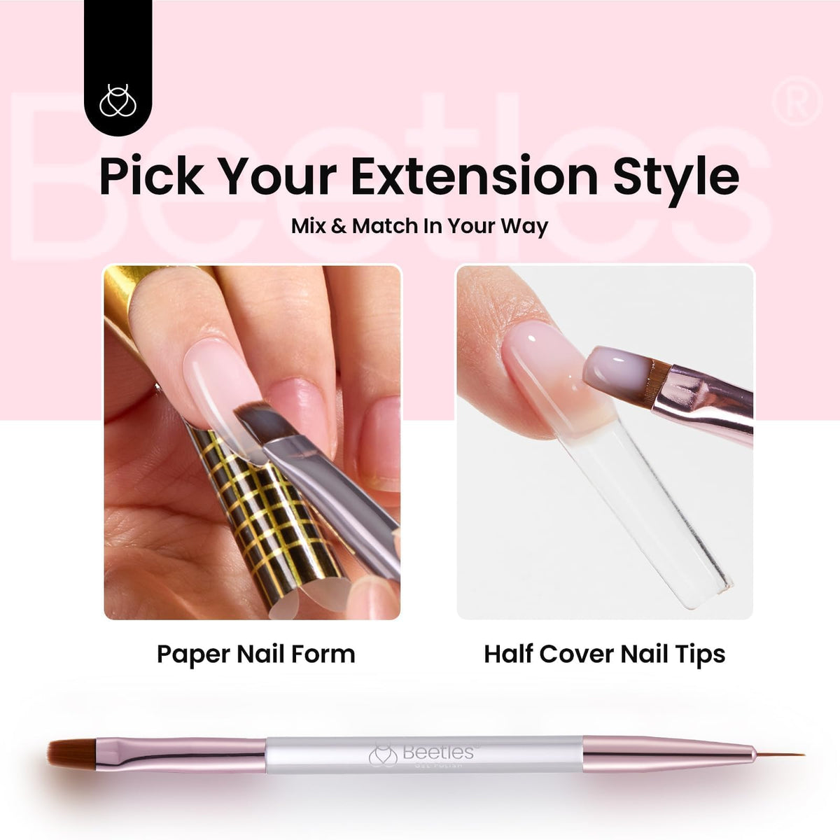 beetles long square half cover tips spread for seamless blending and strength