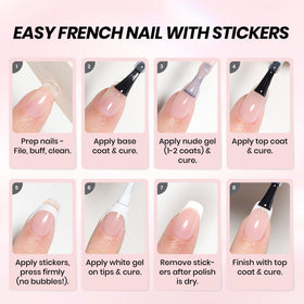 Beetles Gel Polish in-use photo applying sticker guide for faster, neater French tips
