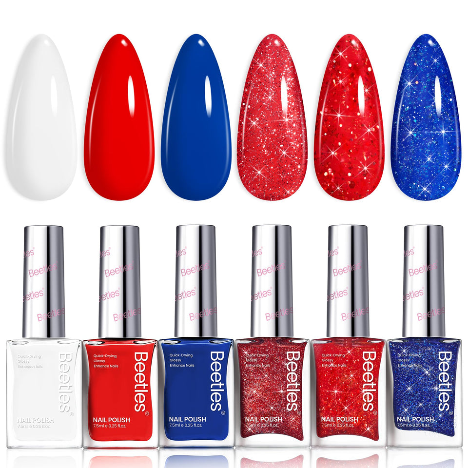Beetles front packaging showing six festive polish shades and quick-dry benefit