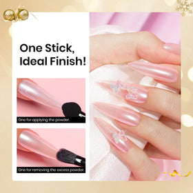 Beetles finished gel nail with pearlescent mirror shine and depth