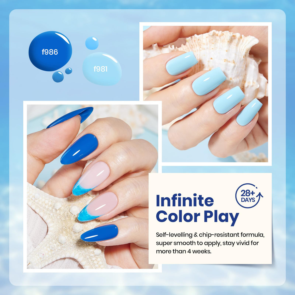 Beetles applied on manicured nails demonstrating even coverage and lasting shine