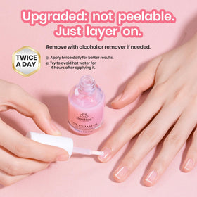 Beetles nail strengthener beside ruler showing true scale and travel-friendly convenience