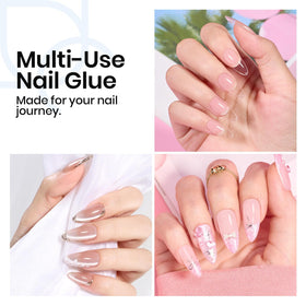 beetles before and after nail tips showing durable, smooth finished manicure