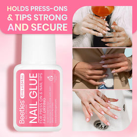Beetles nail tips bonded side view illustrating strong adhesion and natural finish