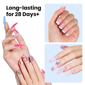 Beetles gel being used to attach press-on nails for quick application benefit