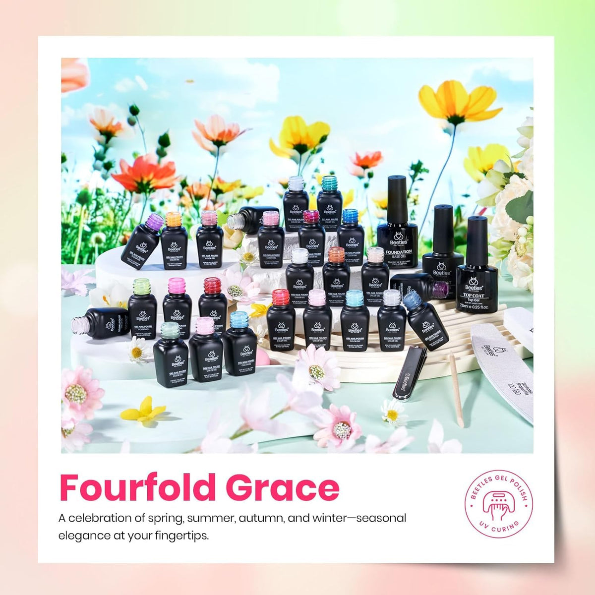beetles nails in use summer manicure demonstrating long-lasting glossy finish