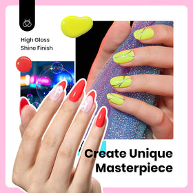 Beetles nails in use at a summer party showing bright neon manicure impact benefit