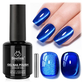 beetles navy blue cat eye bottle front showing color and shimmer benefit