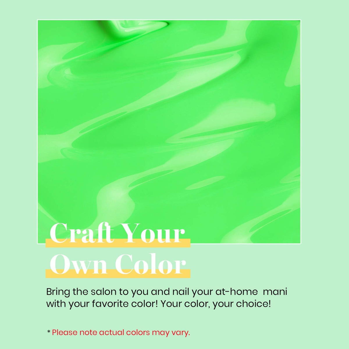 Beetles brush stroke of neon green showing smooth coverage and opacity
