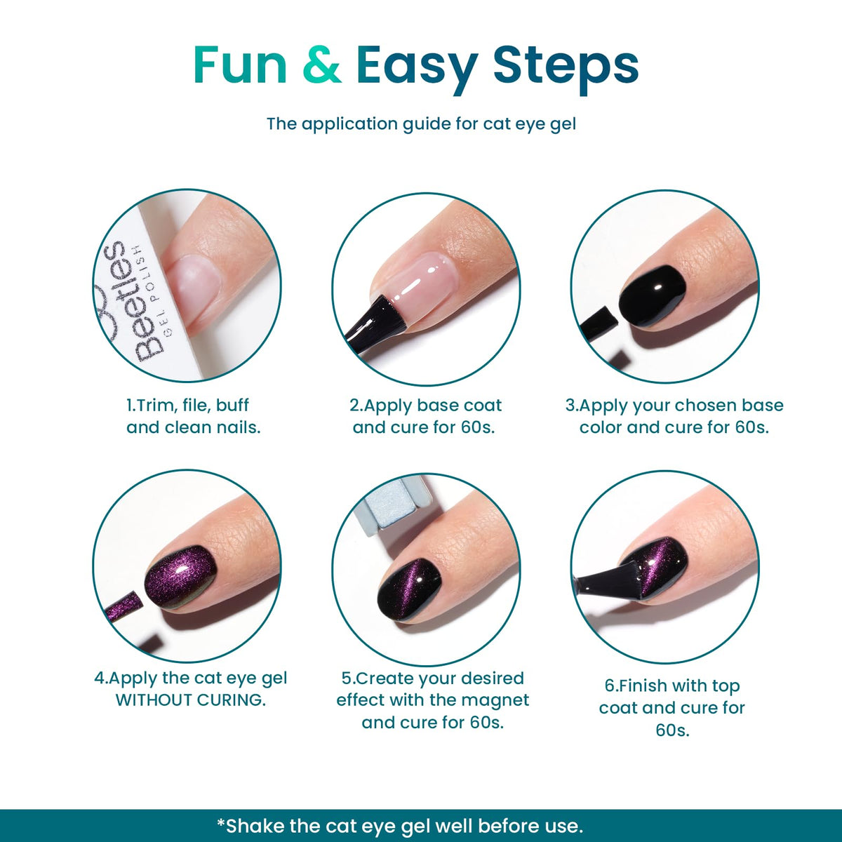beetles swatch strip showing ombré transition benefit: clear color blending guide