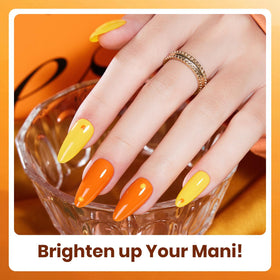 Beetles ombre manicure pictured on hands demonstrating gradient technique and glossy finish