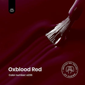 Beetles brush stroke showing rich oxblood pigment and smooth full coverage