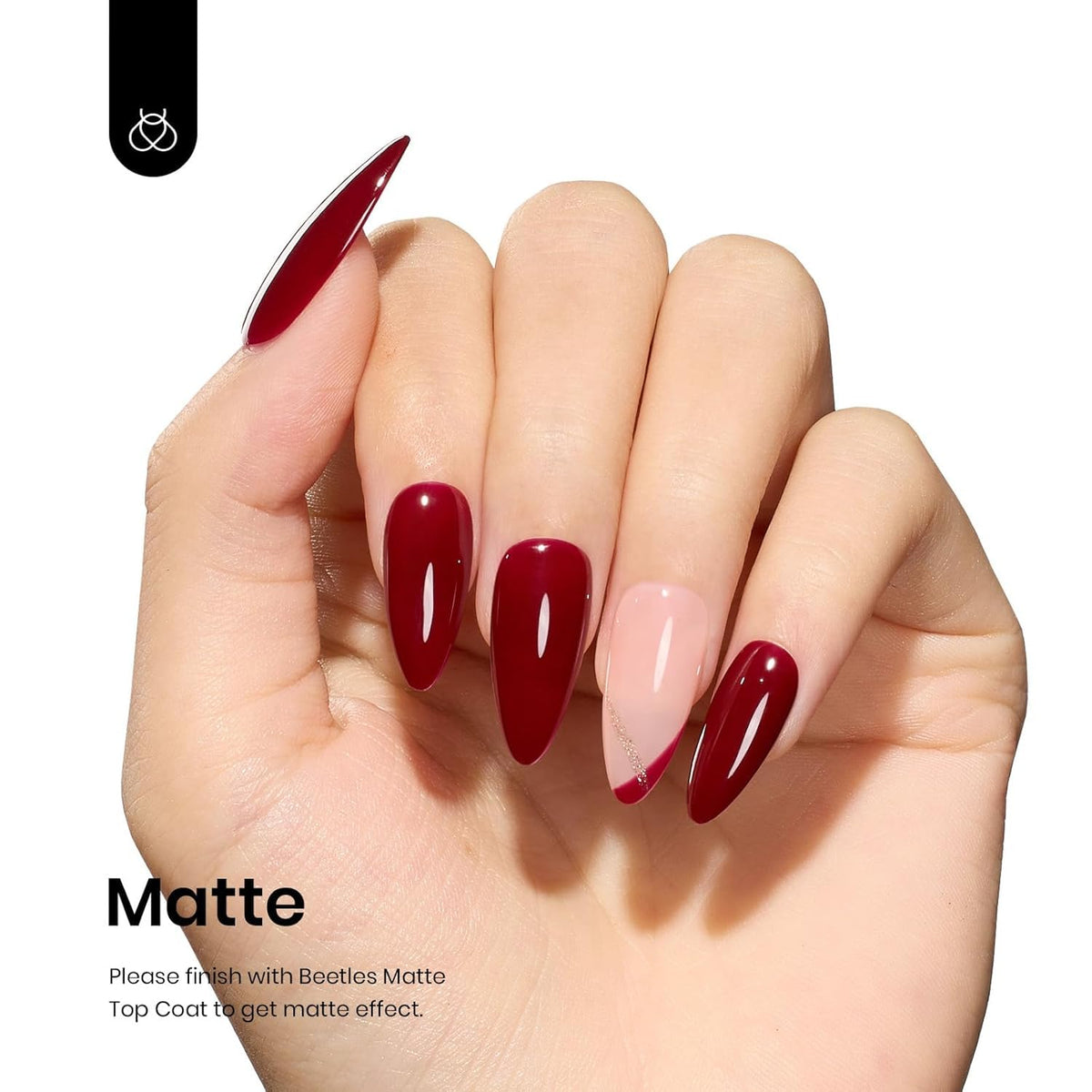 Close-up of Beetles gel texture highlighting glossy finish and high pigmentation