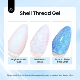 Beetles swatch on nail tip showing milky white base and iridescent shimmer, visualization aid