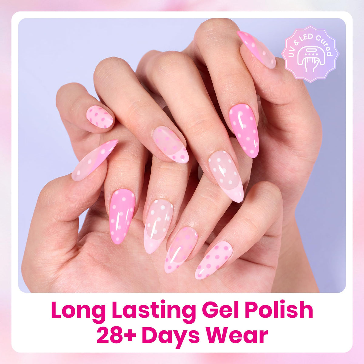 Beetles Gel Polish ombre nail example demonstrating blended pink gradient for romantic looks